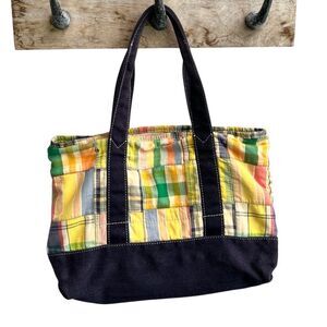 J.Crew Madras Patchwork Canvas Tote Bag